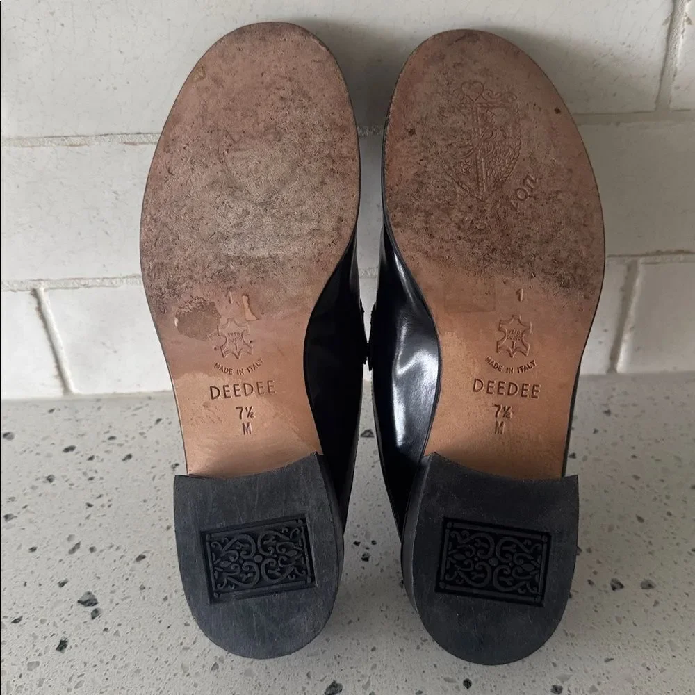 Brighton DEEDEE VINTAGE Black Brown Leather Mules Loafers Made in Italy Size 7.5